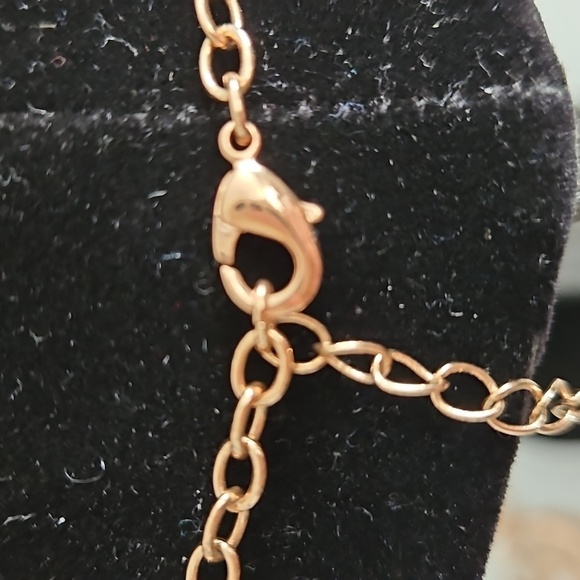 NRT Rose Gold Tone Pendant w/ Purple, Blue & Clear Rhinestones on 30" Chain - Picture 5 of 8